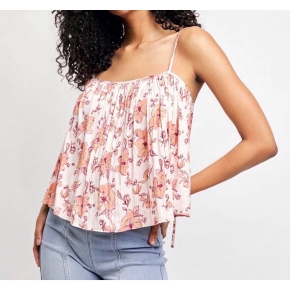Free People Intimately Hot Take Orange Floral Camisole Tank Top | M